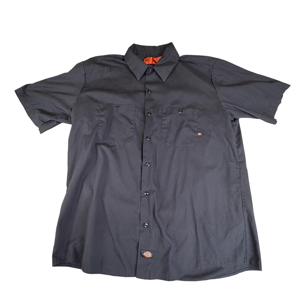 Dickies Shirt Mens XL Black Short Sleeve Button Front Workwear Casual Pockets